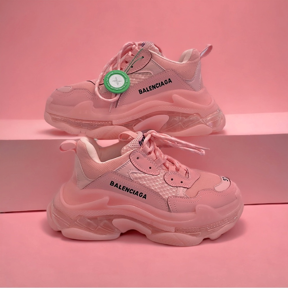 Pink Balenciaga Triple S Clear Sole Chunky Sneakers - Size EUR 37